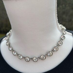 Silver Faux Diamond Choker Necklace